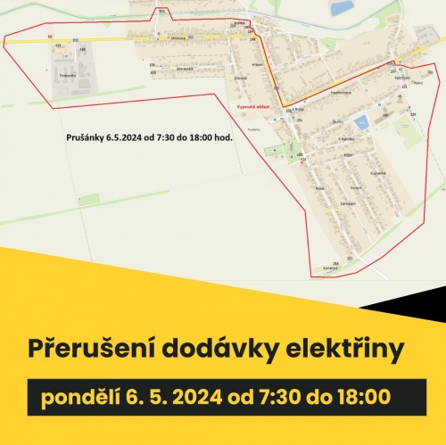 Přerušení dodávky elektrického proudu dne 6. 5. 2024