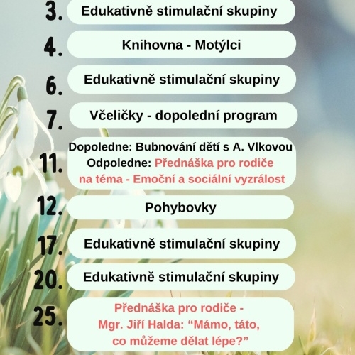 Měsíční plán na březen 