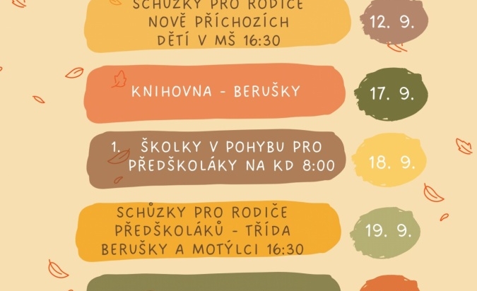 Měsíční plán na září 
