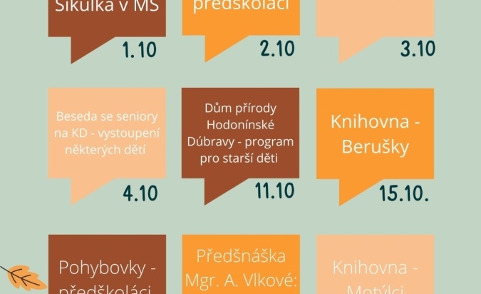Měsíční plán na říjen 