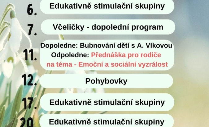 Měsíční plán na březen 